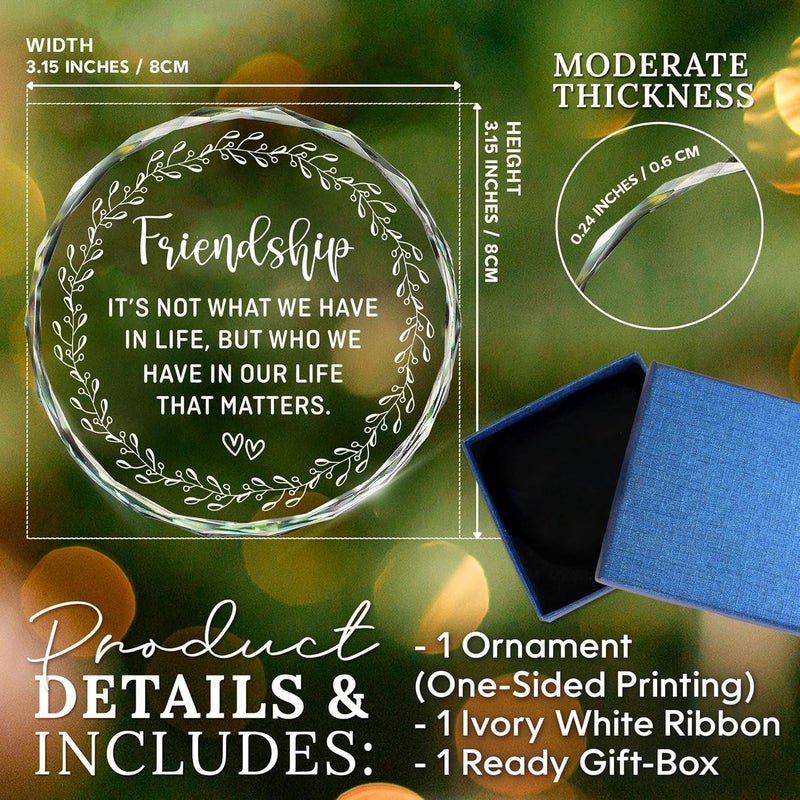 HEXMOZ Best Friend Ornaments for Women - Friends Gifts 2025 - Friendship Gifts for Friend Female, BFFs, Besties, Soul Sisters, Friends Group Christmas Tree Decoration - Friendship Glass Ornament - Image 3